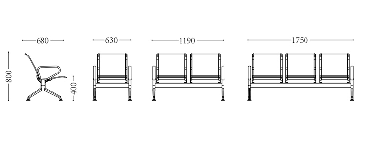 不銹鋼機(jī)場(chǎng)椅/等候椅-SJ629(圖2) undefined