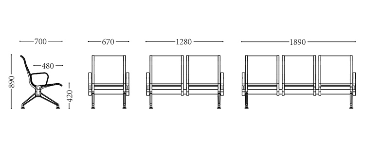 鋁合金機場椅/等候椅/排椅-SJ9101(圖2) undefined